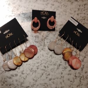 nOir Jewelry Pink, Gold, and White Earring Collection